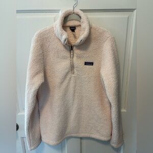 Patagonia cream teddy 1/4 zip womens fuzzy fleece pullover sweatshirt l large